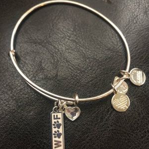 Alex and Ani “Woof” with crystal heart silver bracelet